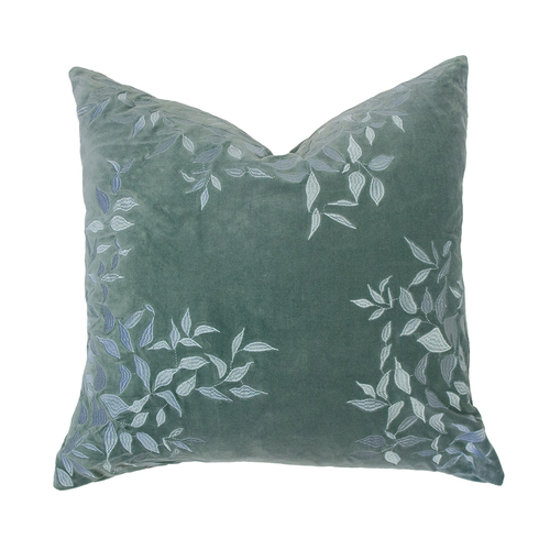 Bambury Perry 245GSM Cotton Velvet Square Decor Cushion Eucalyptus
