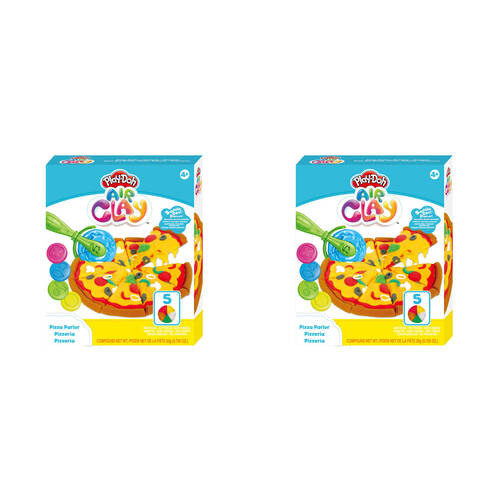 2PK Play-Doh Air Dry Clay Pizza Parlour Set Mess-Free 5 Bright Colours Kids Kit 4y+