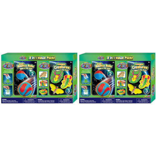 2PK Creative Kids Science Kit Bouncy Balls Creepy Creatures Glow in the Dark 6y+