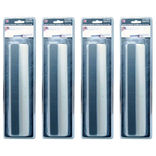4x 4PK BMS Gifts Retractable Indoor Clothesline 3.6m w/Auto Rollup System Clear