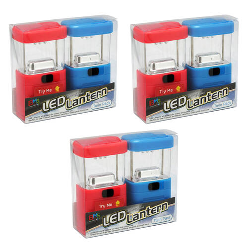 3x 2PK BMS Gifts LED Lantern Set Indoor Outdoor Camping Accessory Red/Blue
