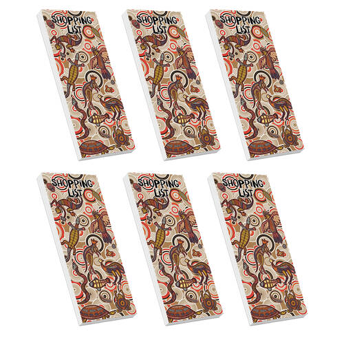6PK Aboriginal Animals Magnetic Shopping List Jotter Fridge Notepad Indigenous Art