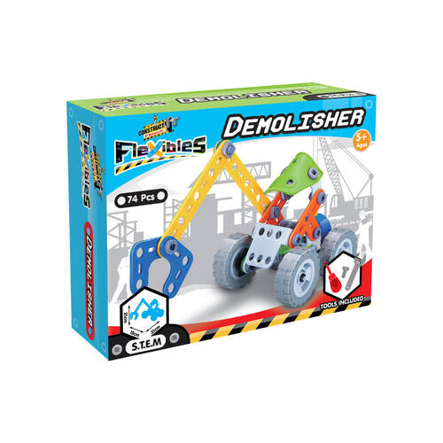 74pc Construct-It Flexibles Building Set Demolisher w/Tools Kids STEM Toy 5y+