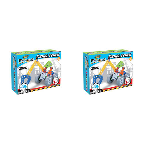 2x 74pc Construct-It Flexibles Building Set Demolisher w/Tools Kids STEM Toy 5y+