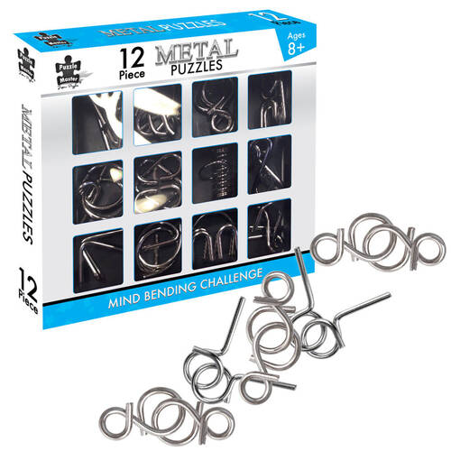 12pc Puzzlemaster Twisted Metal Puzzles Mind Bending Challenge Toy 8y+