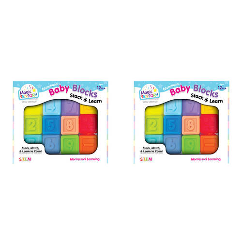 2x 12pc Magic Sensory Montessori Learning Numbered Colourful Baby Blocks 12m+