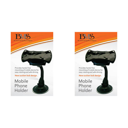 2PK BMS Gifts Mobile Phone Holder Windscreen Suction Mount w/360 Degree Rotation