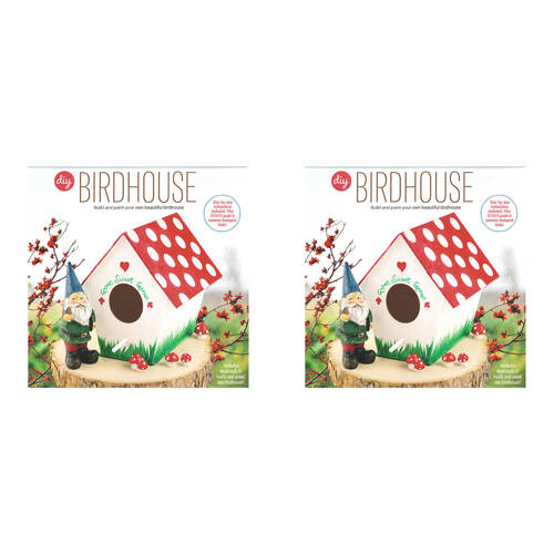 2PK Creative Kids Build And Paint Wooden Birdhouse Kit With Birds Guide 8y+