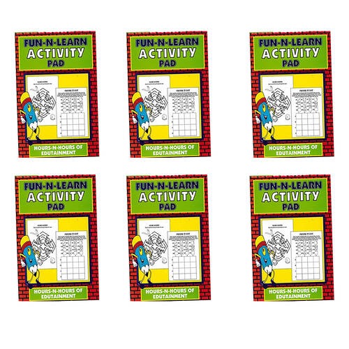 6PK BMS Gifts Fun-N-Learn Activity Pad Colourful Puzzles for Kids Paperback 8y+