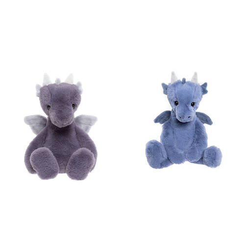 2pc Charlie Bears Draco Dragon Soft Lavender & Denim Soft Plush Toy 0y+