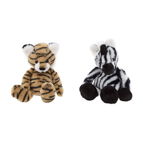 2pc Charlie Bears Terry Tiger & Zizi Zebra 29cm Baby/Infant Soft Plush Toy 0y+
