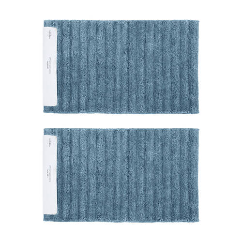 2PK Algodon Lawson Plush Bath Ultra-Soft Floor Mat Denim 50x80cm