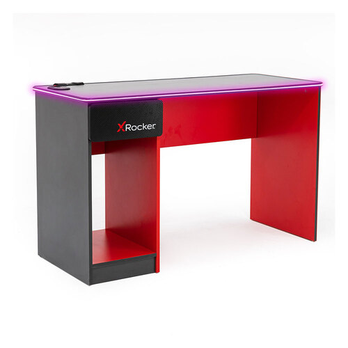 X Rocker Carbon-Tek Desk with Wireless Charging and LED Lighting Black