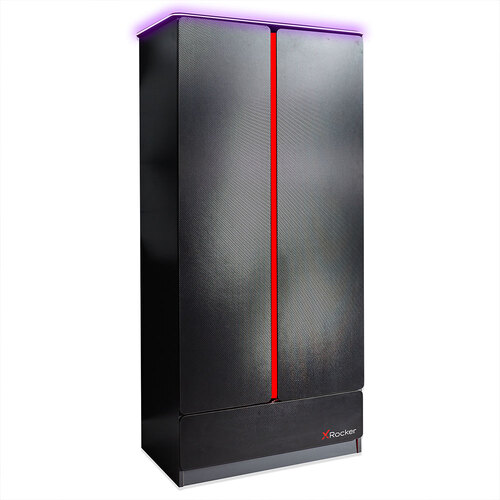 X Rocker Carbon Tek 2-Door Wardrobe Drawer and LED Lighting - Black