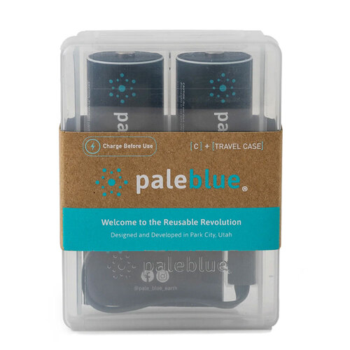 2pc Paleblue Fast Charging C USB Rechargeable Smart Batteries