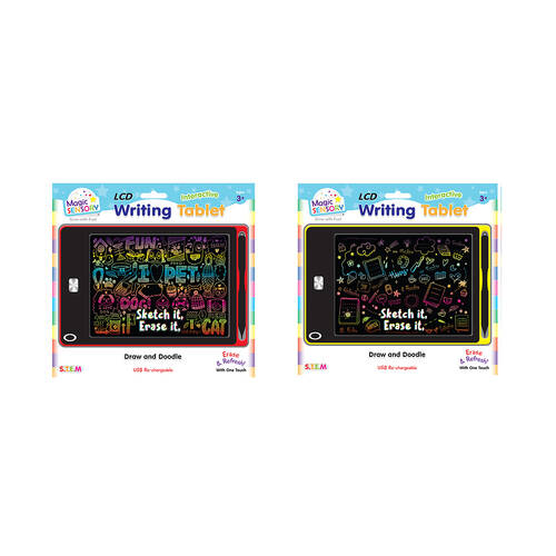 Magic Sensory 8.5" LCD Writing Tablet Red Pet & Yellow Doodle 3y+