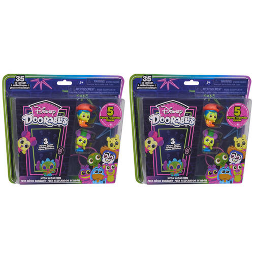 10pc Disney Doorables Neon Glow Peek Interactive Toy Assorted 5y+