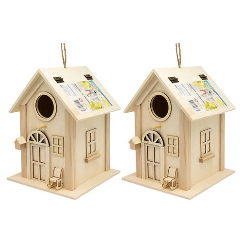 2PK Boyle Wood Birdhouse w/Open Top Craft Project/Home Decoration 18.5x18x24.5cm
