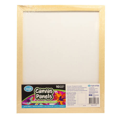 10PK Boyle Blank Canvas Panels w/1x Display Frame for Painting 20x25cm