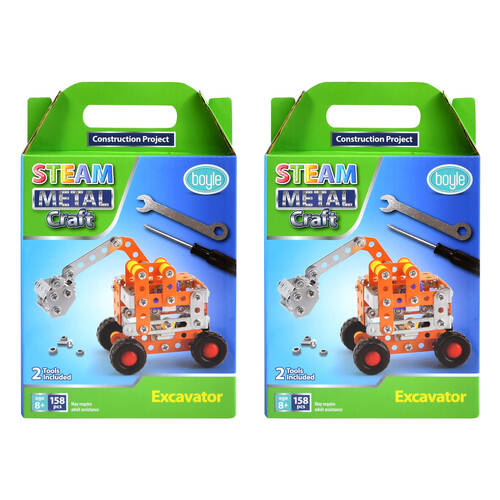 2x 158pc Boyle STEAM Metal Craft Construction Kit Excavator Kids Build Toy 8y+