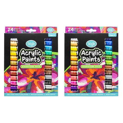 2x 24PK Boyle Acrylic Paints Colour Set Signature Pack Non-Toxic/Water Based 6y+