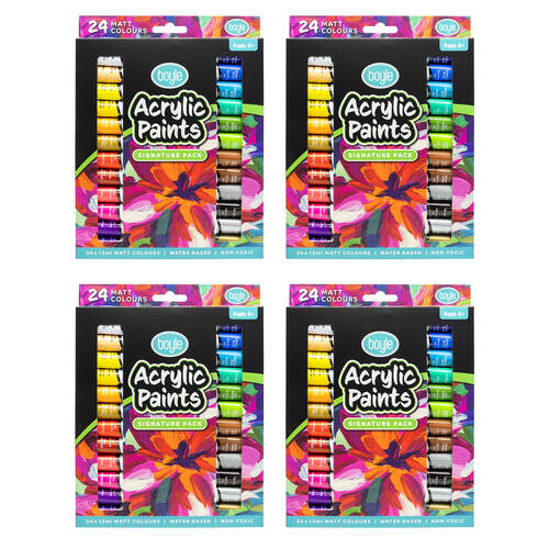4x 24PK Boyle Acrylic Paints Colour Set Signature Pack Non-Toxic/Water Based 6y+