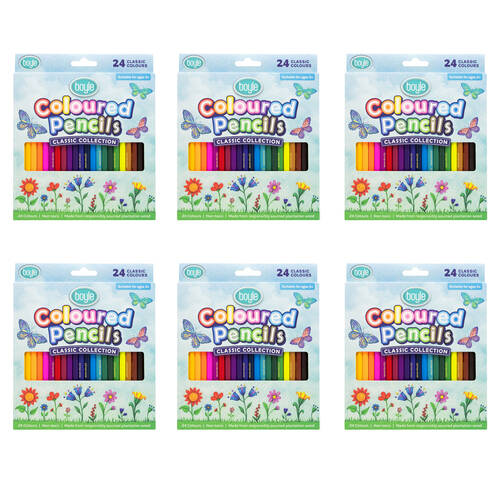 6x 24PK Boyle Coloured Pencil Set - Classic Collection Non-Toxic 3y+