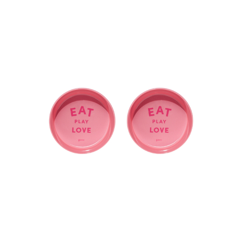 2x Gummi 12.5cm Melamine Dog Bowl Pet Feeding Container S - Pink
