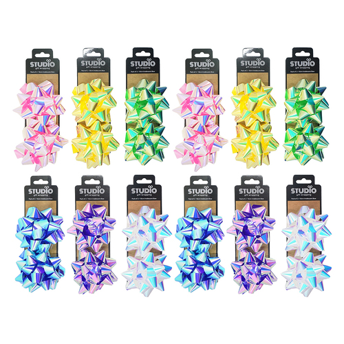 12x 2pc Studio Gift Wrapping 10cm Iridescent Bow Home Party Decor Asstd