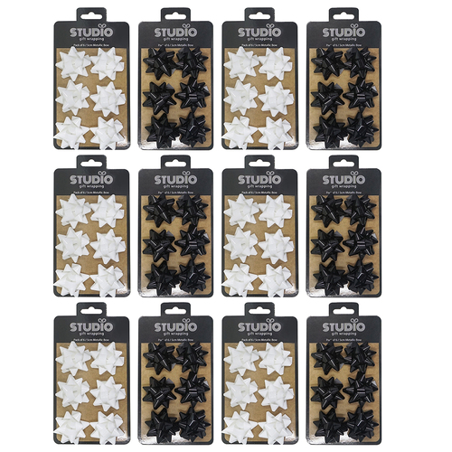 12x 6pc Studio Gift Wrapping 5cm Metallic Bow Assorted Colours