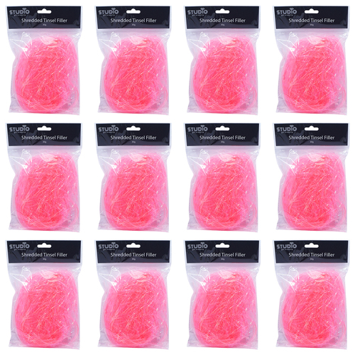 12PK Studio Gift Wrapping 30G Filler/Shred Tinsel Pink