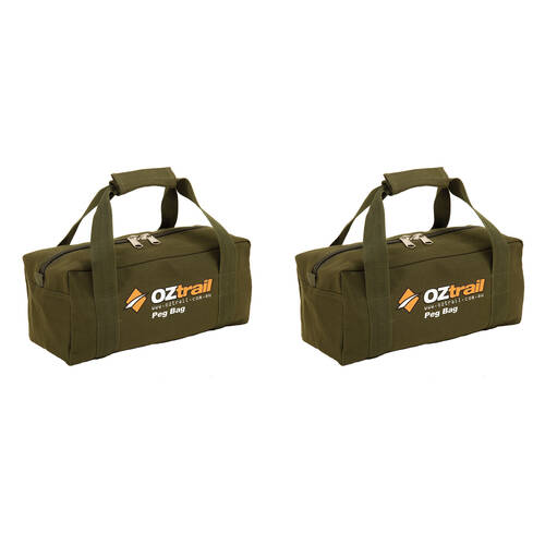 2PK OZtrail Heavy Duty Canvas Camping Peg Bag 35x15cm - Green