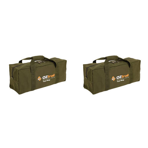 2PK OZtrail Heavy Duty Canvas Tool Organiser Bag 46x18cm - Green
