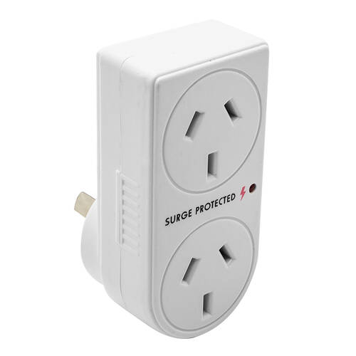 The Brute Power Co Vertical Surge Protection Double Adapter - White