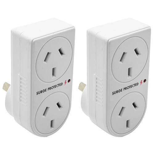 2PK The Brute Power Co Vertical Surge Protection Double Adapter - White