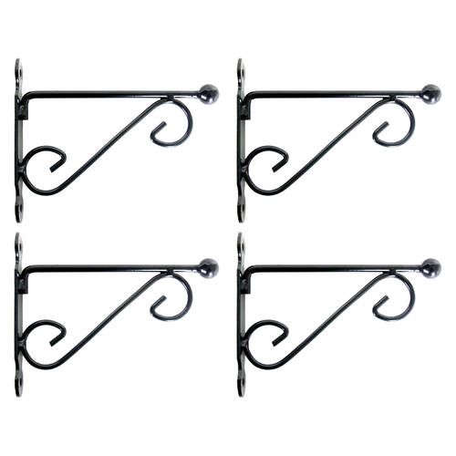 4PK Esschert Design Iron Hanging Basket Wall Hook Durable Cast Small Black