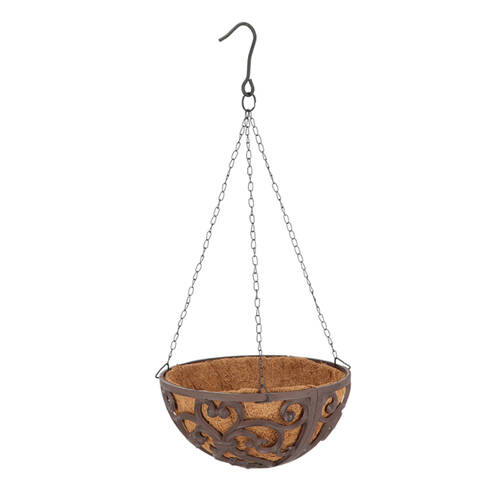 Esschert Design Cast Iron Hanging Basket Large 30cm Brown