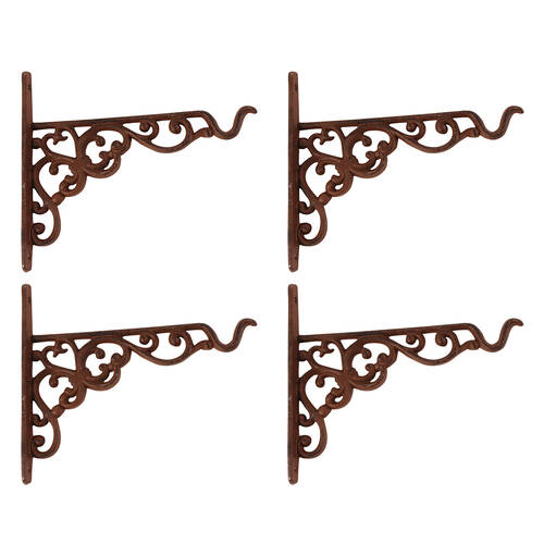 4PK Esschert Design Cast Iron Hanging Basket Hook Garden Outdoor Decor Small Brown