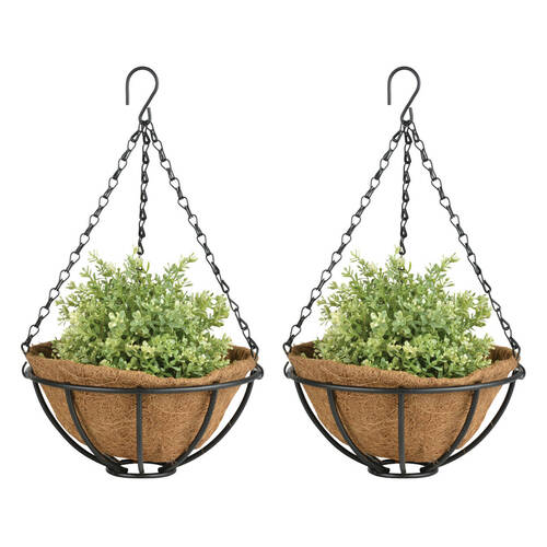 2PK Esschert Design Premium 10in Hanging Basket Outdoor Small Black