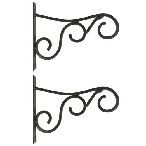 2PK Esschert Design Metal Hanging Basket Hook Garden & Outdoor Decor Medium Black