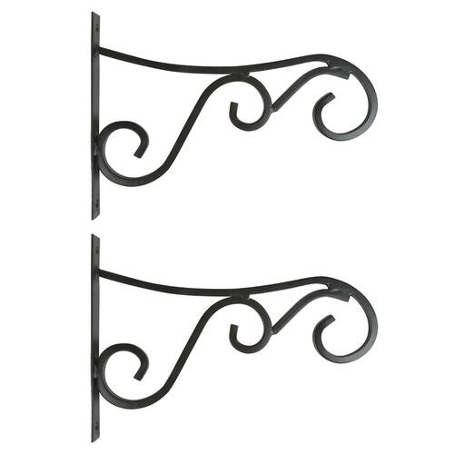 2PK Esschert Design Metal Hanging Basket Hook Garden & Outdoor Decor Large Black