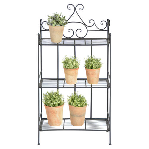 Esschert Design Rectangular Etagere Frame Folding Shelf Garden Storage Black