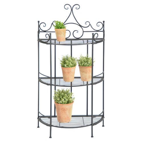 Esschert Design Etagere Frame Half Round Folding Shelf Garden Storage Black