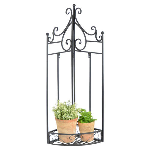 Esschert Design Etagere Frame Wall Mount Corner Durable Folding Rack Black