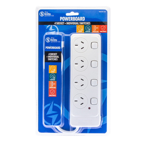 The Brute Power Co 4 Socket with Individual Switches Power Board