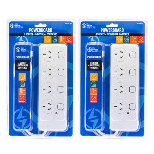 2PK The Brute Power Co 4 Socket with Individual Switches Power Board