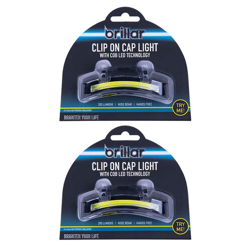 2PK Brillar Cob LED Clip On Cap Light
