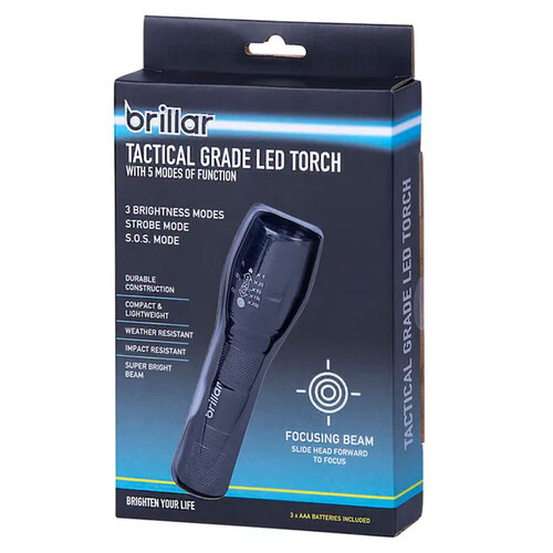 Brillar Tactical Grade LED Torch - Black