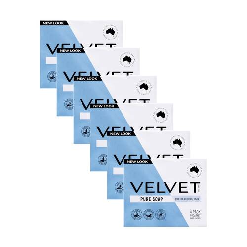 6PK Velvet 4pk Pure Soap 400g - Gentle Sensitive Skin Lightly Fragranced