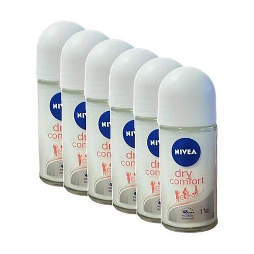 6PK Nivea Antiperspirant Roll On Deodorant Dry Comfort 50ml
